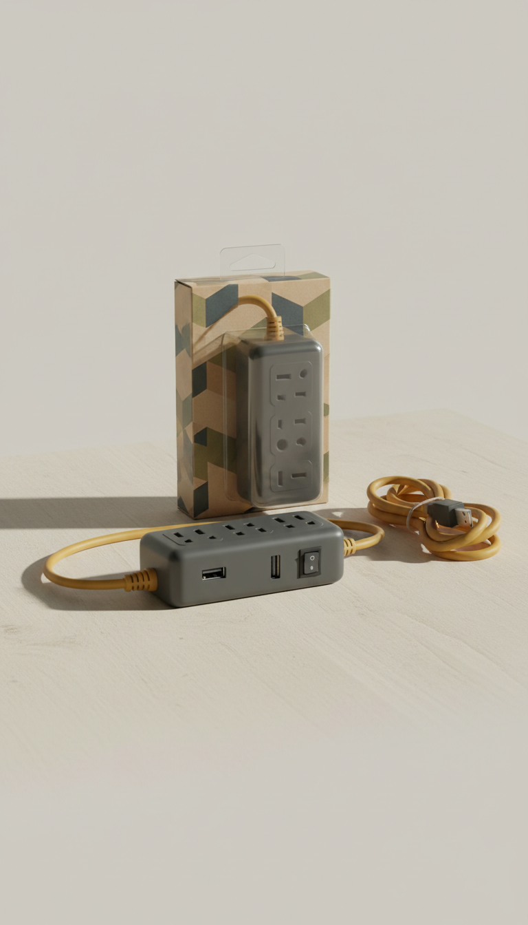 Compact Power Strip with Rotating Outlets